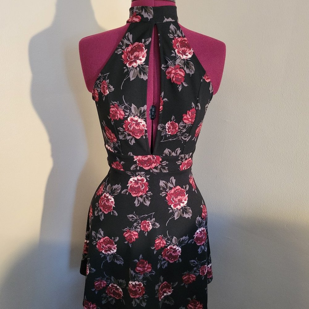 Women's Halter Dress, Charlotte Russe, XS, Floral, Mesh